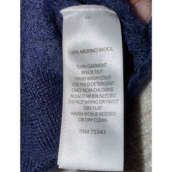 HARRISON DAVIS Men’s Medium Merino Wool V-Neck Sweater Blue Pullover Knit - Picture 3 of 5